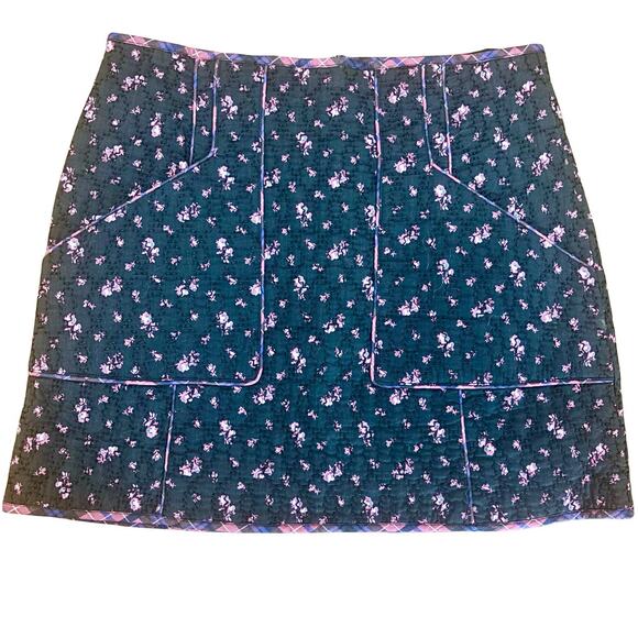 Sezane Floral Mini Skirt - Dark Green and Purple - Picture 1 of 6
